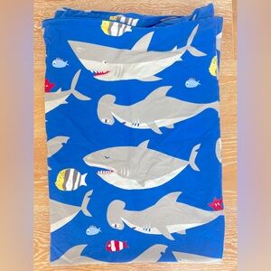 Pottery Barn Kids Shark Toddler Duvet Cover & Quallowarm insert. 36X50 inches
